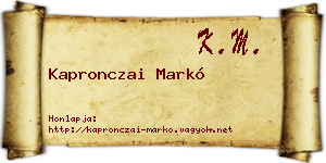 Kapronczai Markó névjegykártya