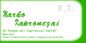 marko kapronczai business card